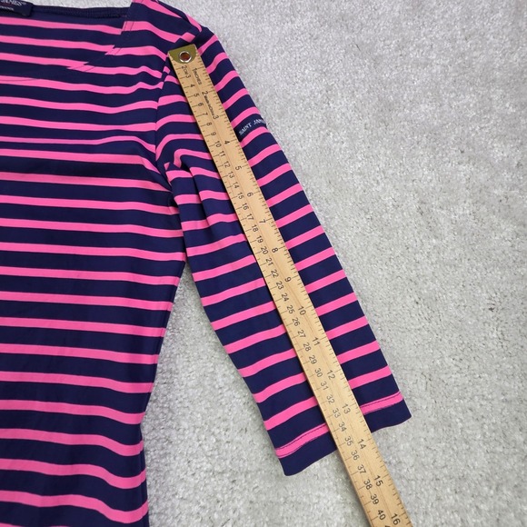 Saint James‎ Navy Pink Stripe Boat Neck 3/4 Sleeve Top Women's Size US 6 - Picture 8 of 9